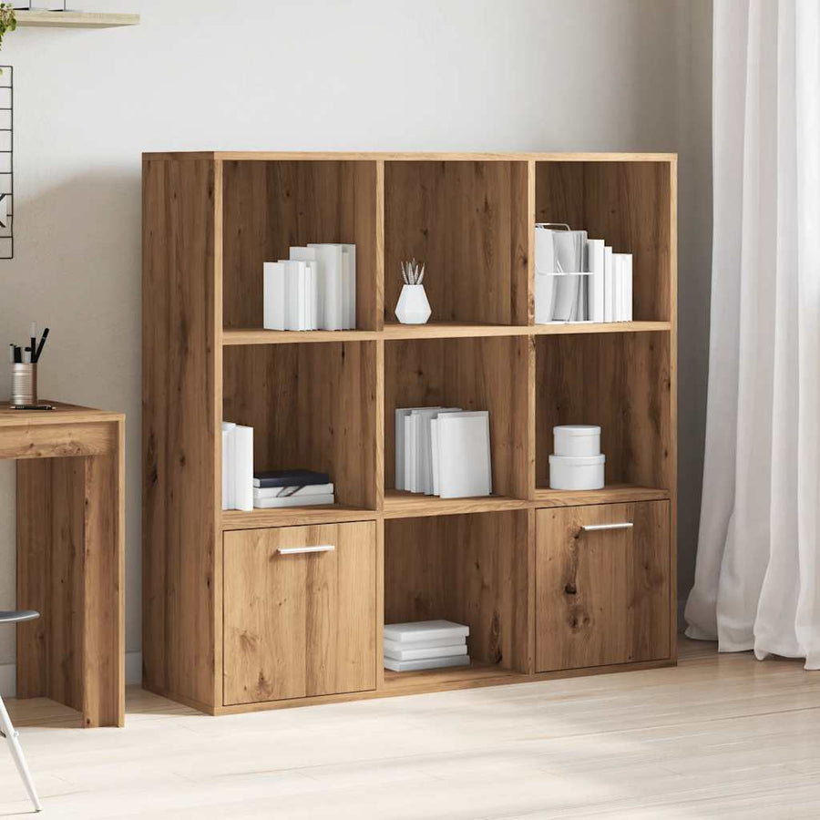 Boekenkast 98x29x97,5 cm bewerkt hout artisanaal eikenkleur