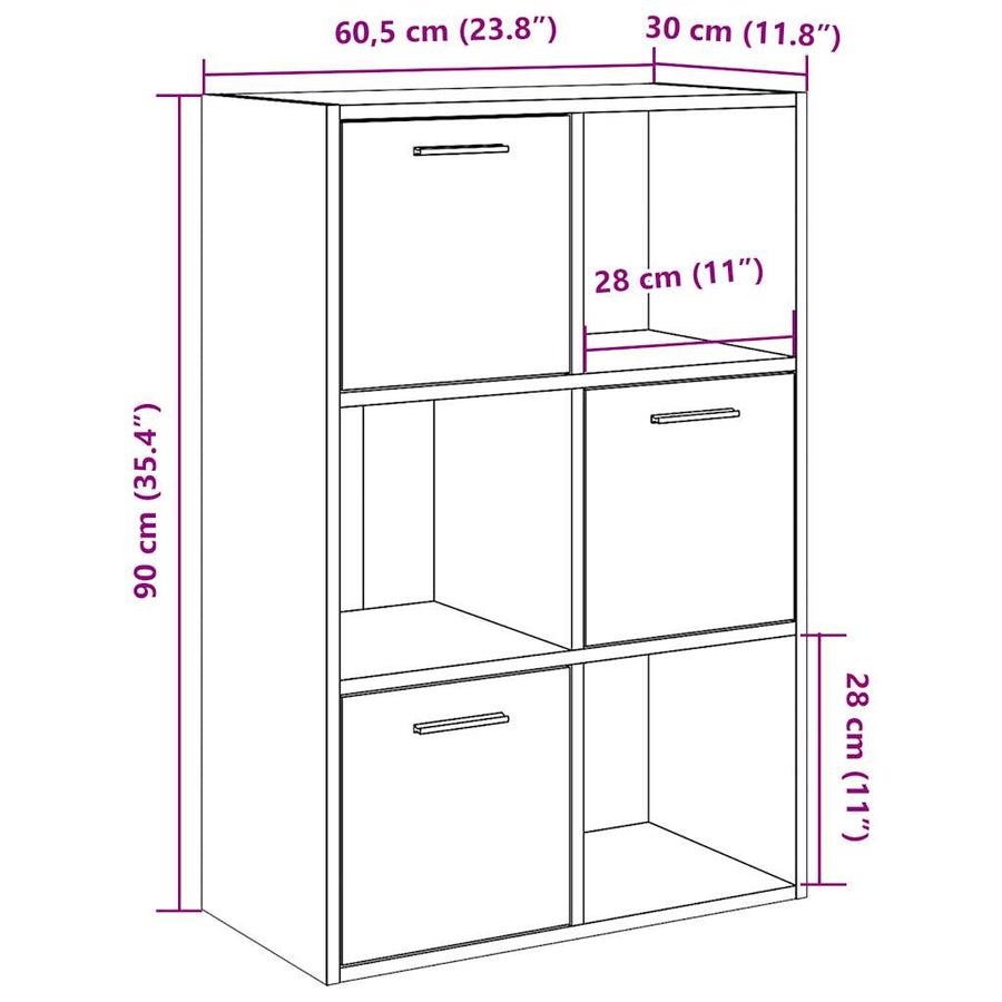 Boekenkast 60,5x30x90 cm bewerkt hout oud houtkleurig
