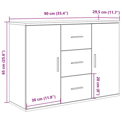 Dressoir 90x29,5x65 cm bewerkt hout oud houtkleurig