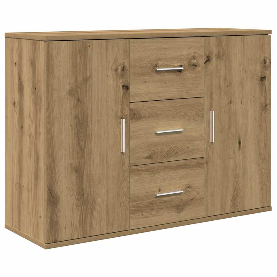 Dressoir 90x29,5x65 cm bewerkt hout artisanaal eikenkleur