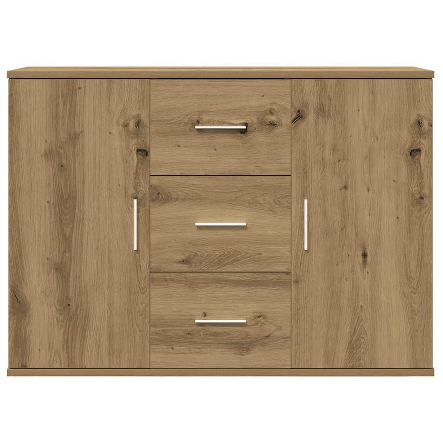 Dressoir 90x29,5x65 cm bewerkt hout artisanaal eikenkleur