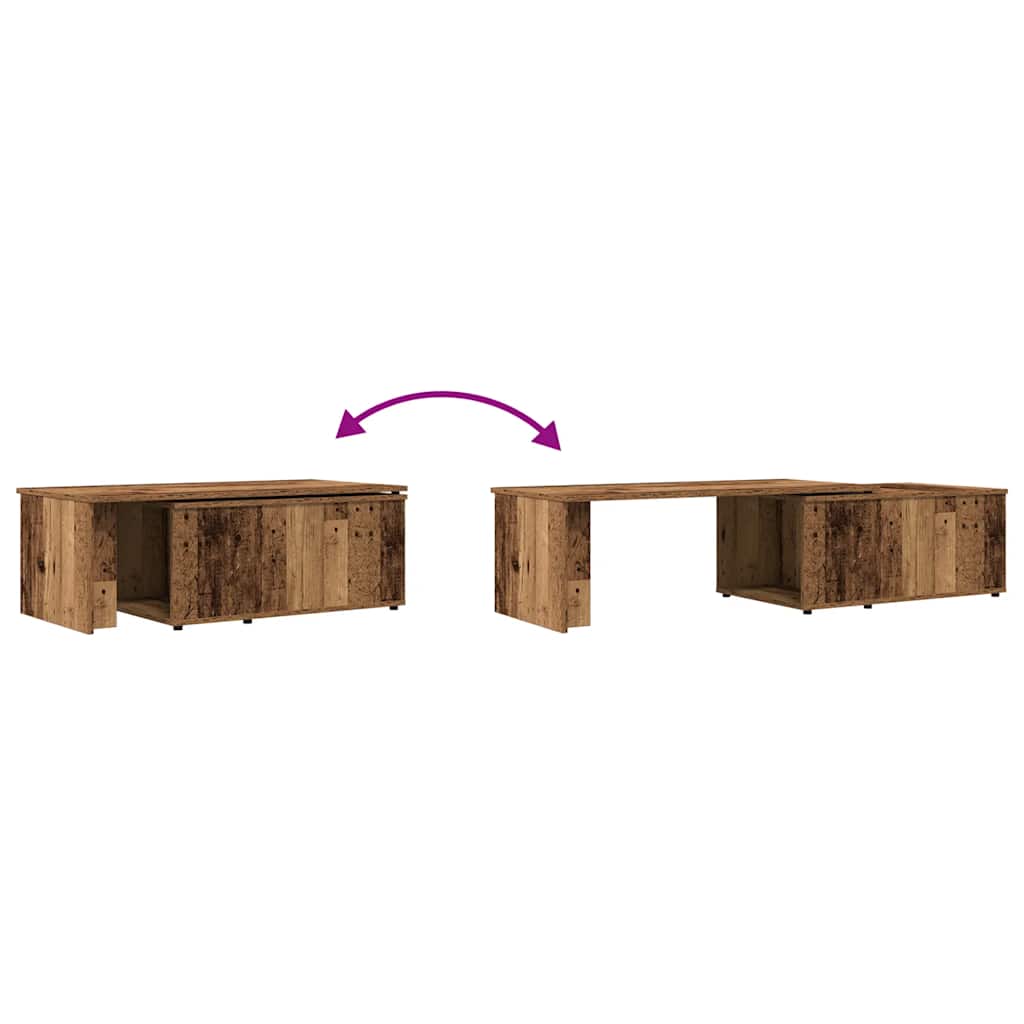 Salontafel 150x50x35 cm bewerkt hout oud houtkleurig