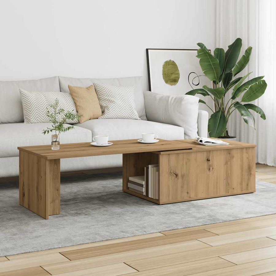 Salontafel 150x50x35 cm bewerkt hout artisanaal eikenkleur