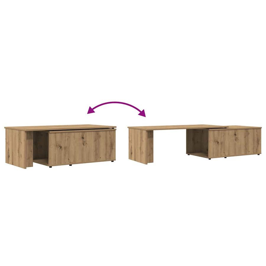 Salontafel 150x50x35 cm bewerkt hout artisanaal eikenkleur