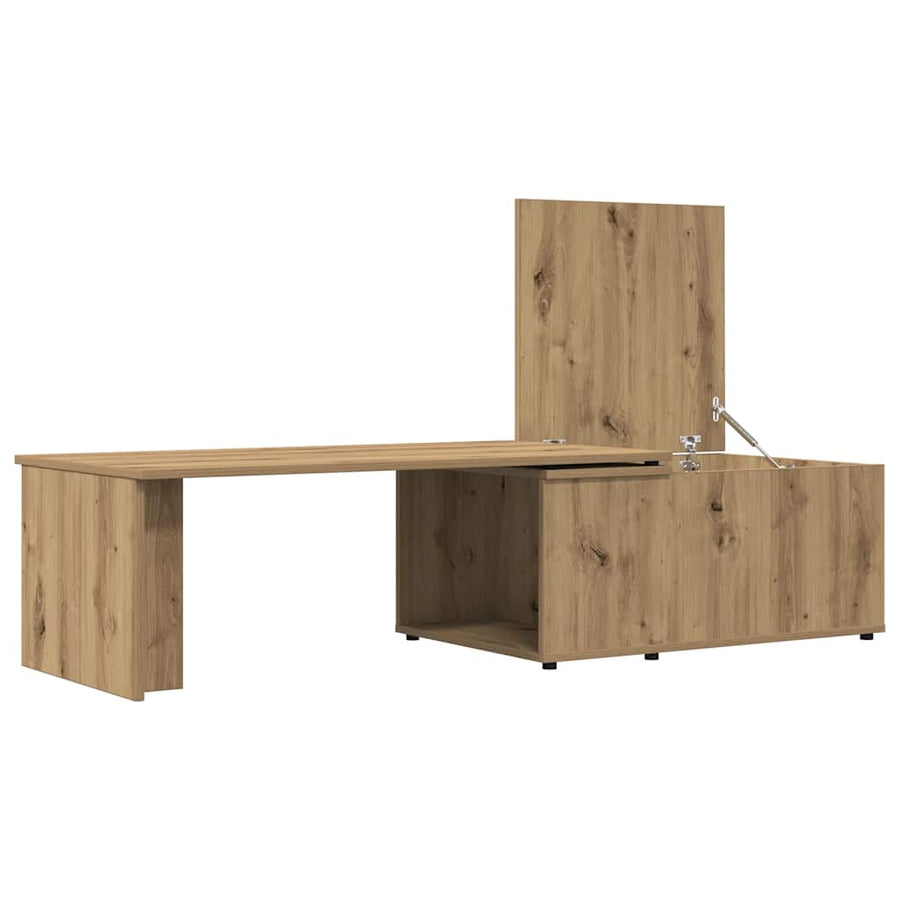 Salontafel 150x50x35 cm bewerkt hout artisanaal eikenkleur