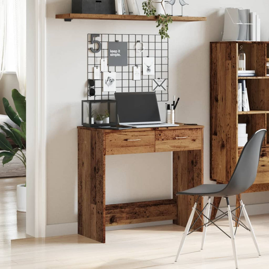 Bureau 80x40x75 cm bewerkt hout oud houtkleurig