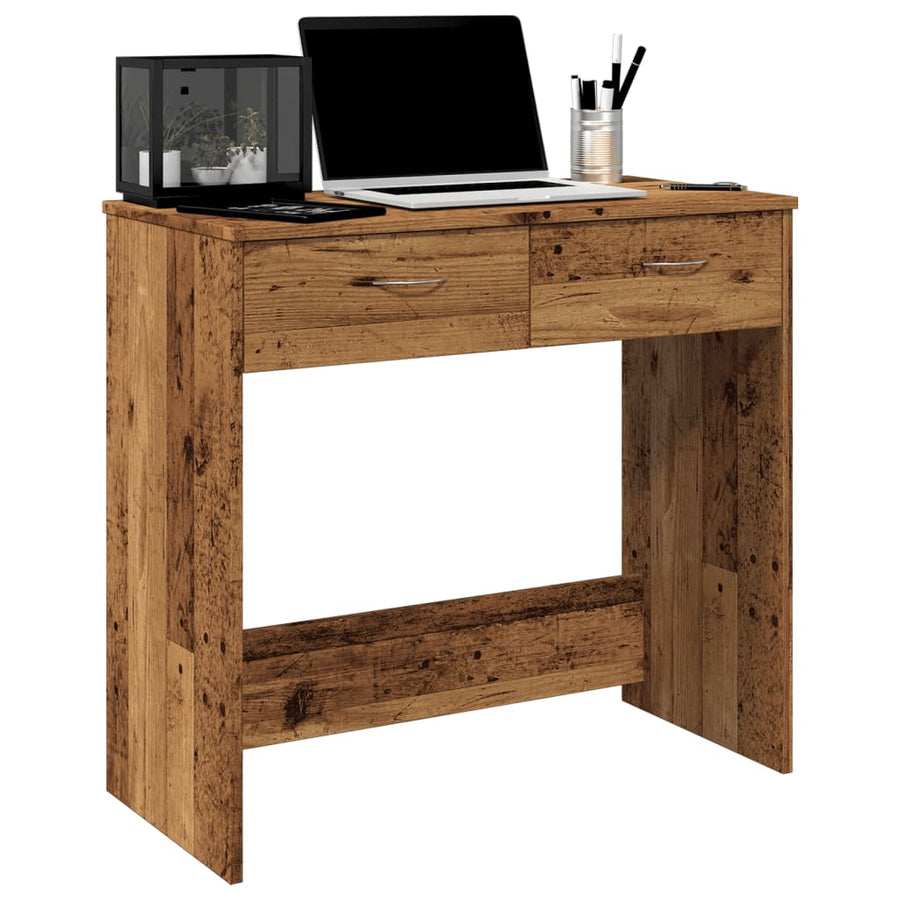 Bureau 80x40x75 cm bewerkt hout oud houtkleurig