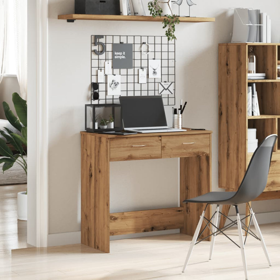 Bureau 80x40x75 cm bewerkt hout artisanaal eikenkleurig
