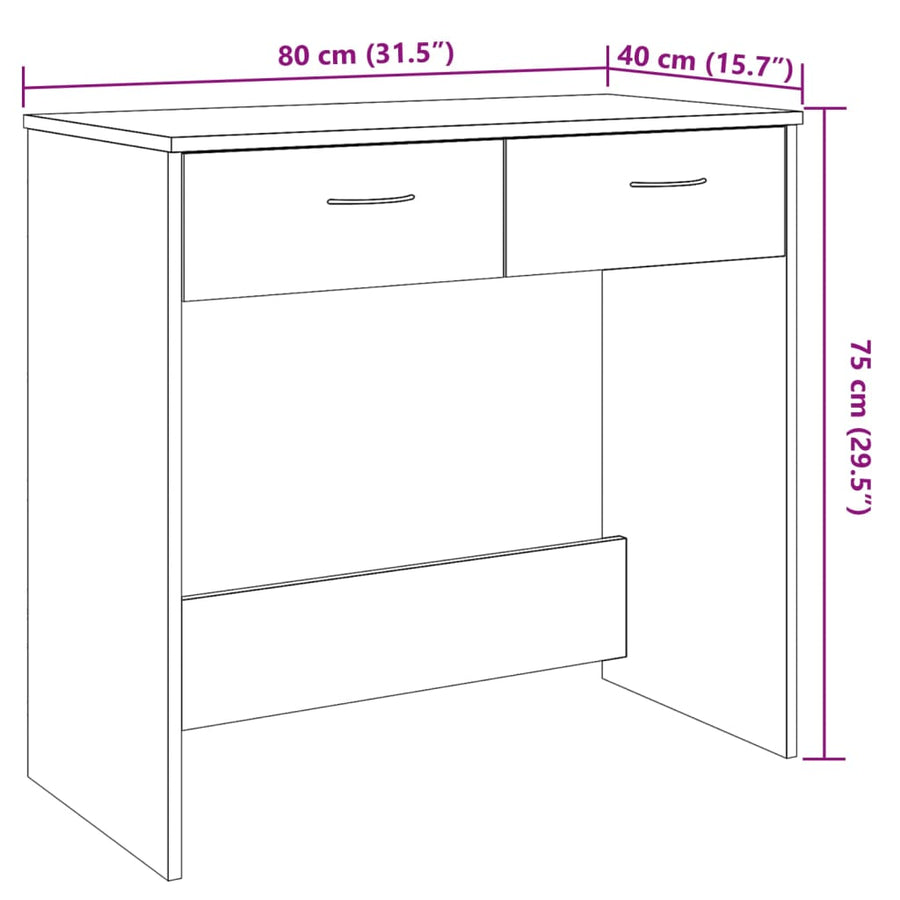 Bureau 80x40x75 cm bewerkt hout artisanaal eikenkleurig