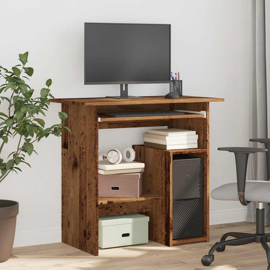 Bureau 80x45x74 cm bewerkt hout oud houtkleurig