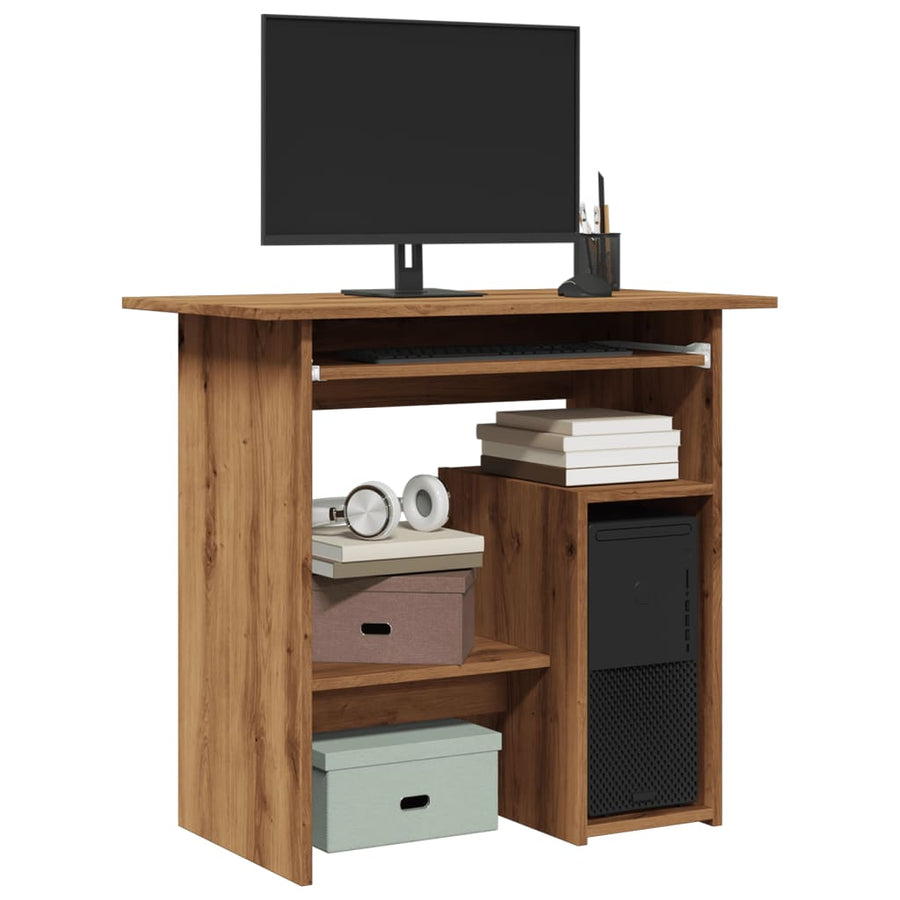 Bureau 80x45x74 cm bewerkt hout artisanaal eikenkleur