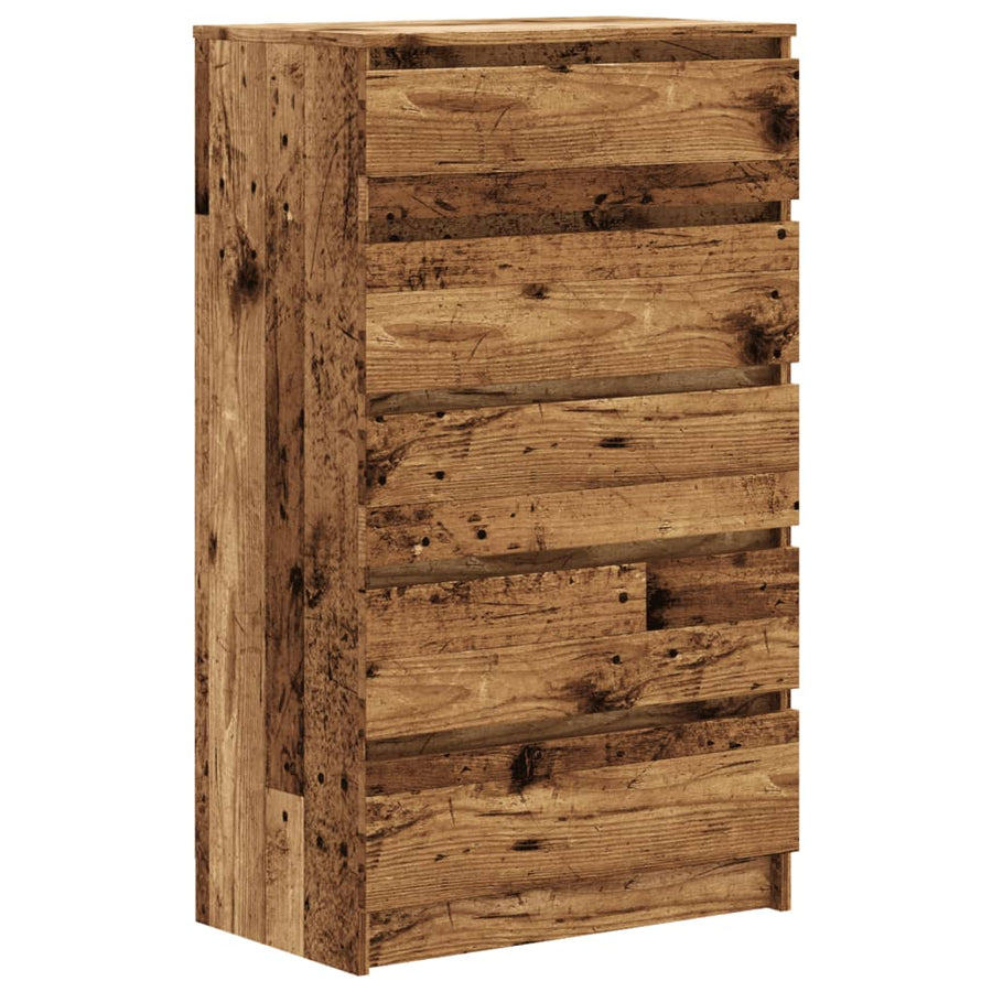 Ladekast 60x36x103 cm bewerkt hout oud houtkleurig