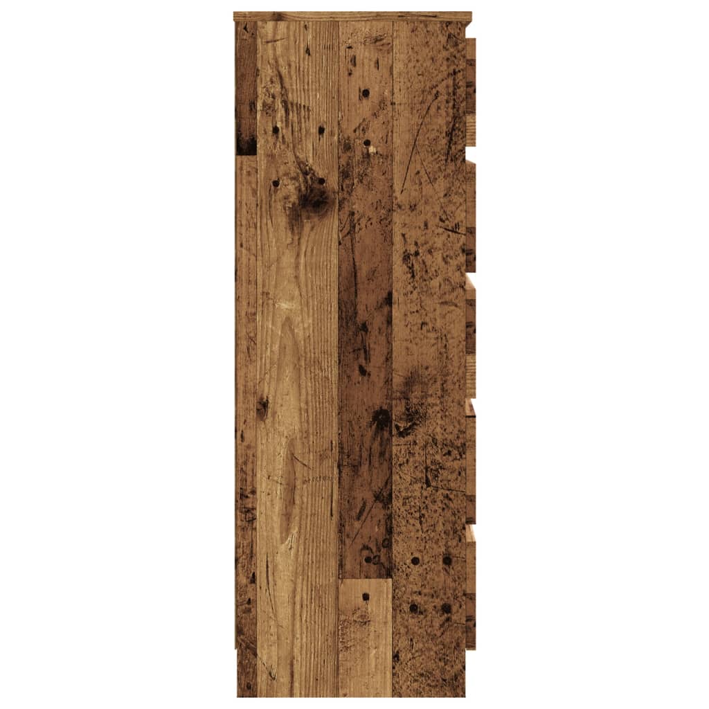 Ladekast 60x36x103 cm bewerkt hout oud houtkleurig