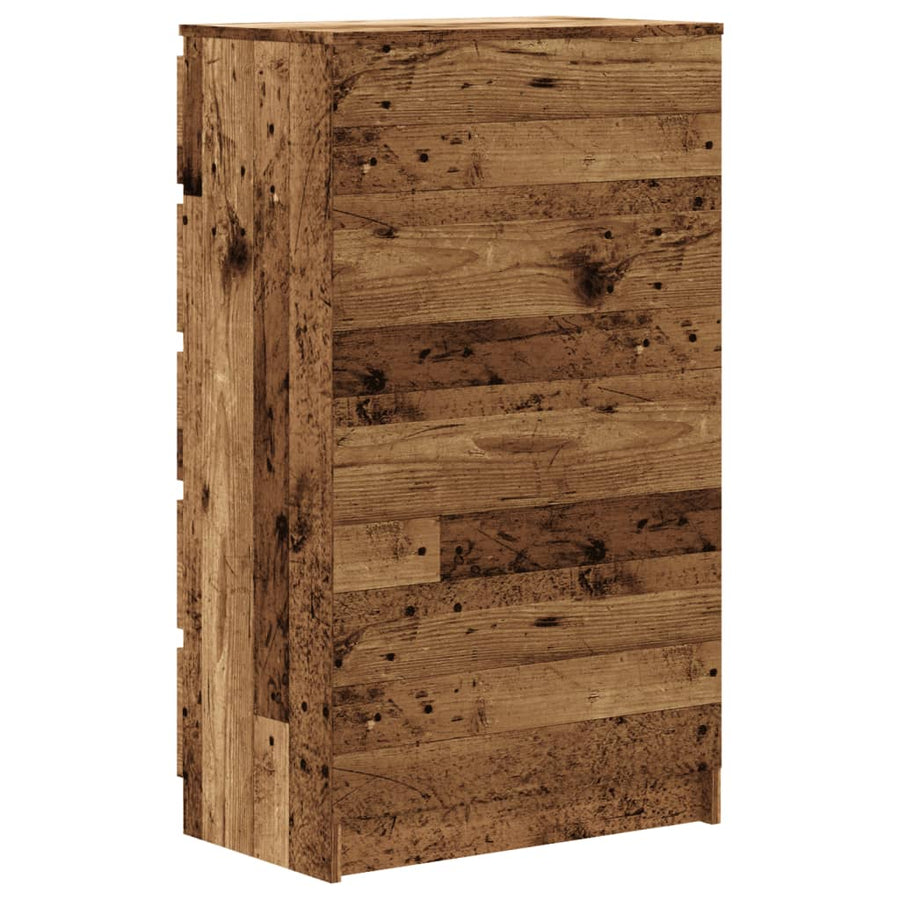 Ladekast 60x36x103 cm bewerkt hout oud houtkleurig