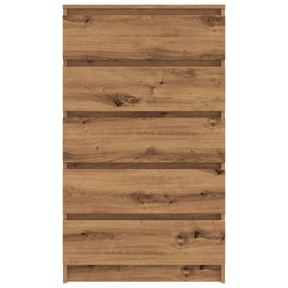 Ladekast 60x36x103 cm bewerkt hout artisanaal eikenkleur