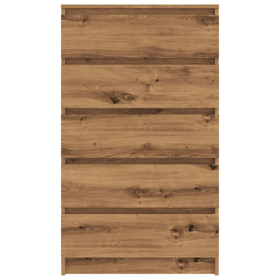 Ladekast 60x36x103 cm bewerkt hout artisanaal eikenkleur