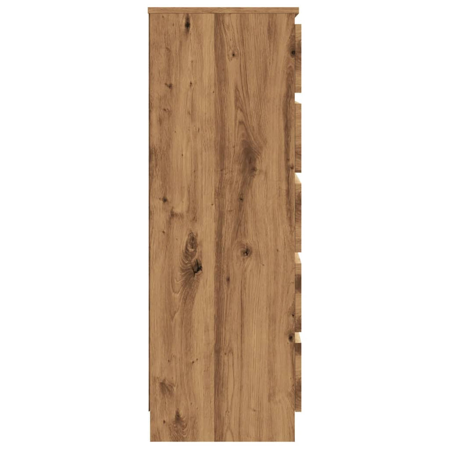 Ladekast 60x36x103 cm bewerkt hout artisanaal eikenkleur