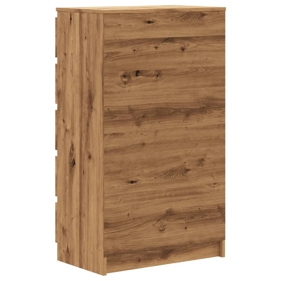 Ladekast 60x36x103 cm bewerkt hout artisanaal eikenkleur