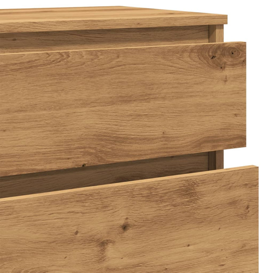 Ladekast 60x36x103 cm bewerkt hout artisanaal eikenkleur