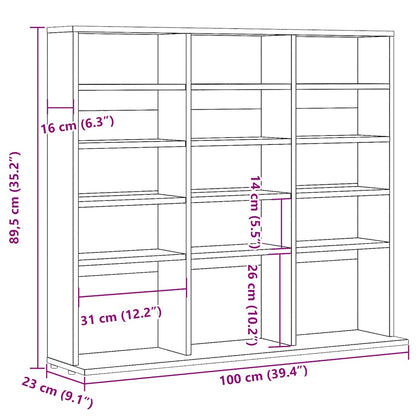 Cd-kast 100x23x89,5 cm bewerkt hout oud houtkleurig