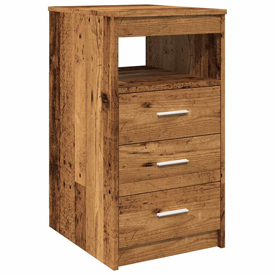 Ladekast 40x50x76 cm bewerkt hout oud houtkleurig