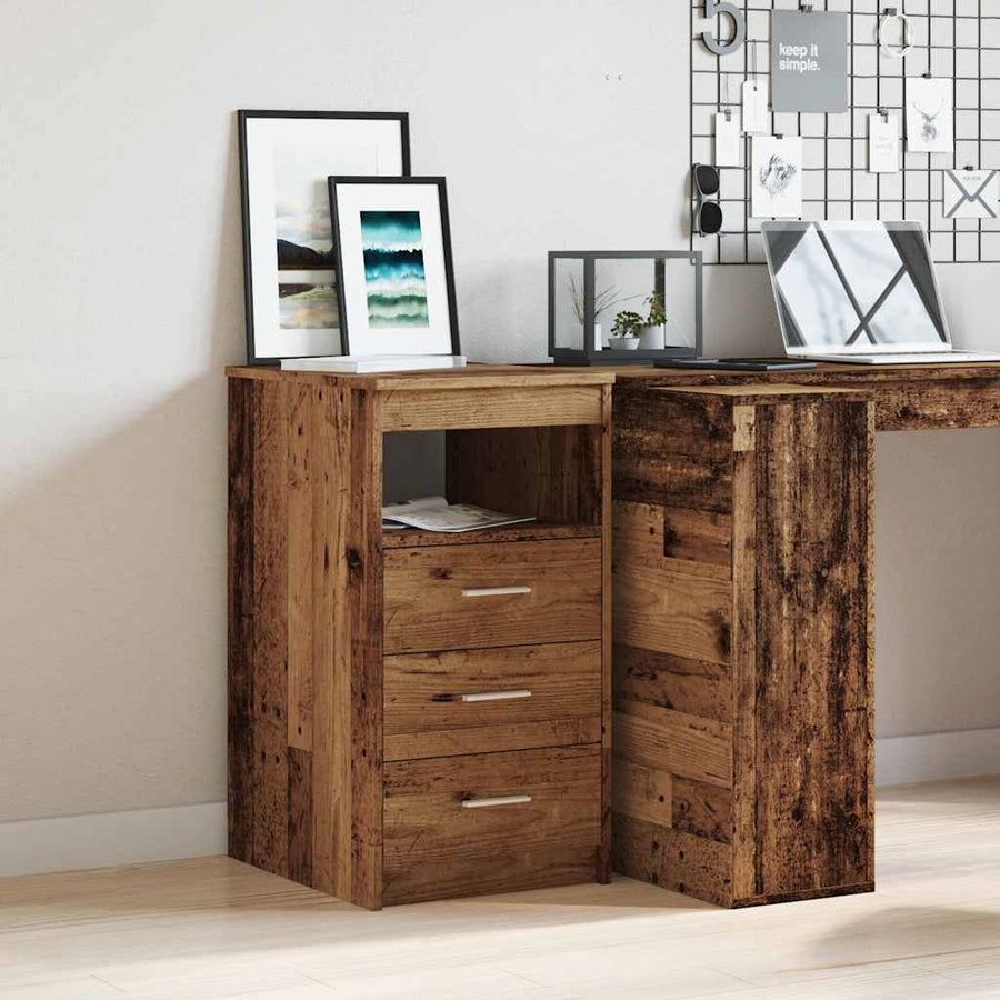 Ladekast 40x50x76 cm bewerkt hout oud houtkleurig