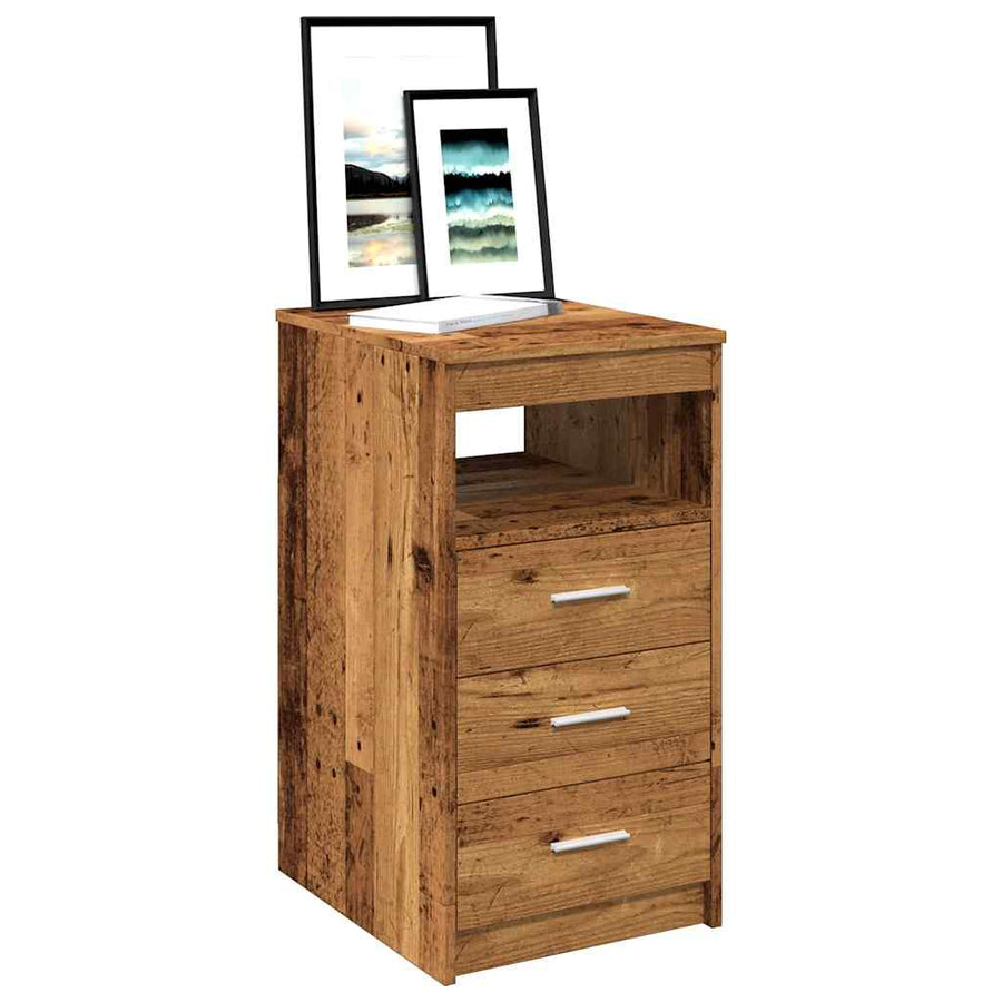 Ladekast 40x50x76 cm bewerkt hout oud houtkleurig