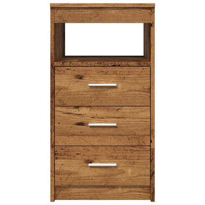 Ladekast 40x50x76 cm bewerkt hout oud houtkleurig