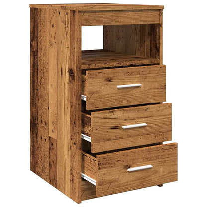 Ladekast 40x50x76 cm bewerkt hout oud houtkleurig