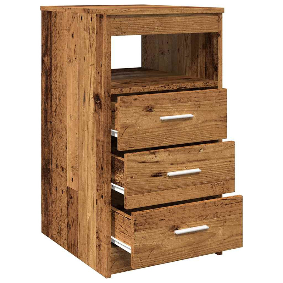 Ladekast 40x50x76 cm bewerkt hout oud houtkleurig