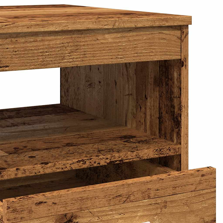 Ladekast 40x50x76 cm bewerkt hout oud houtkleurig