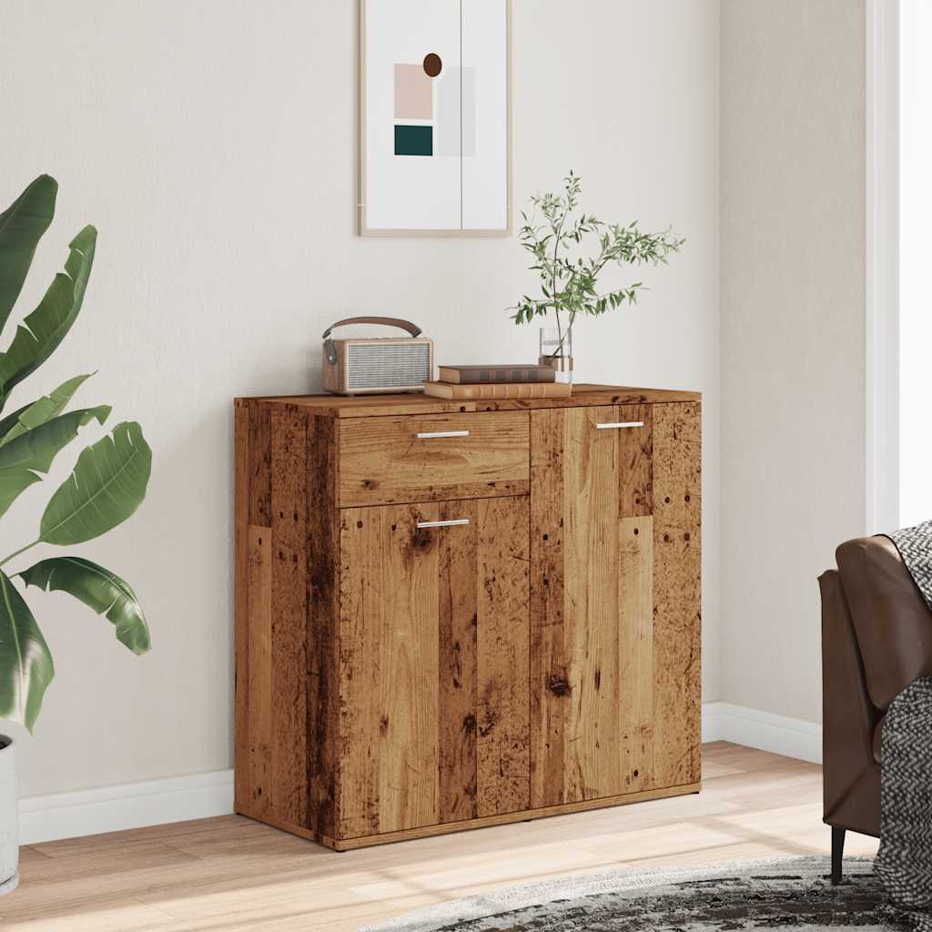 Dressoir 80x36x75 cm bewerkt hout oud houtkleurig
