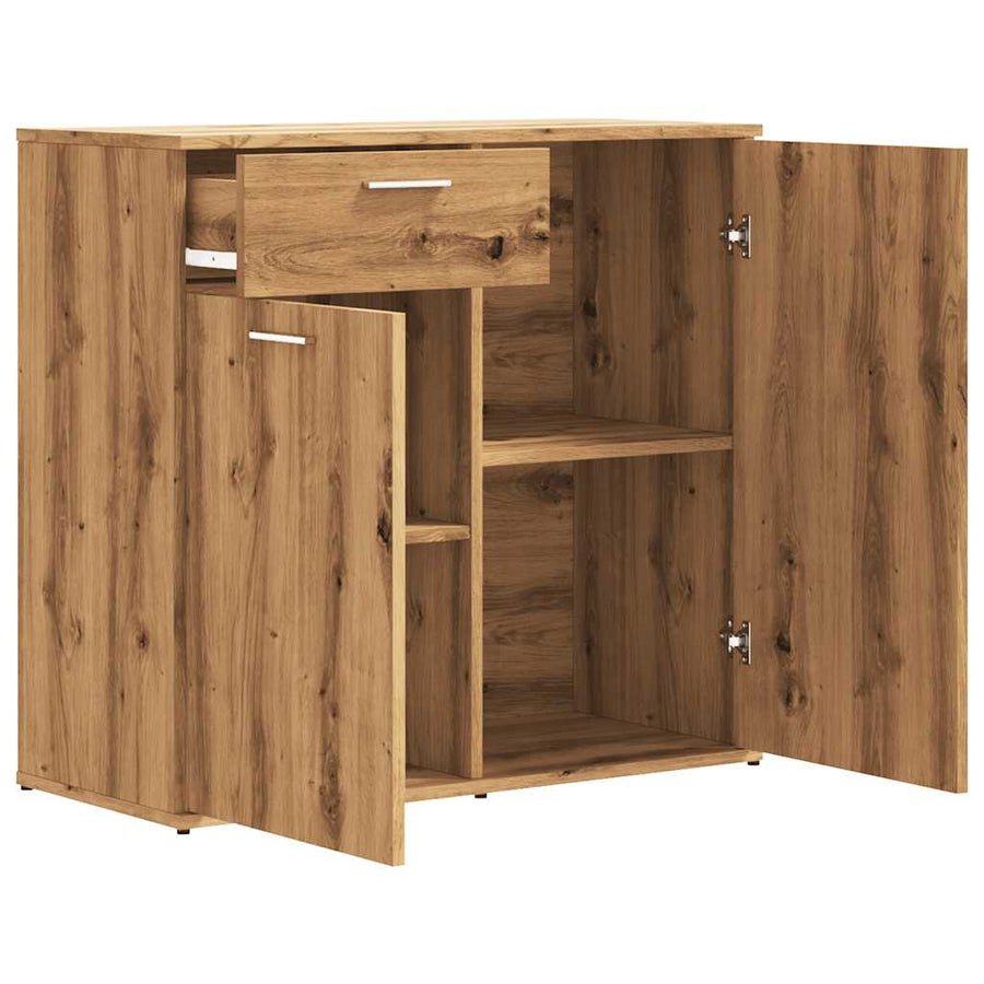 Dressoir 80x36x75 cm bewerkt hout artisanaal eikenkleur