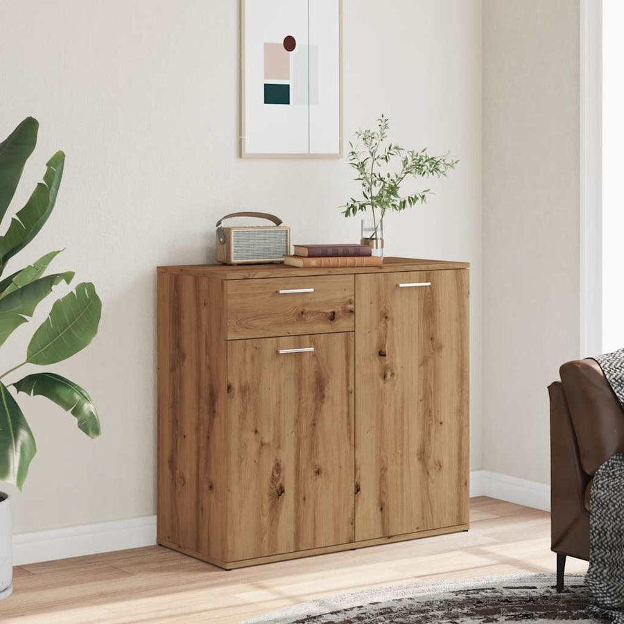 Dressoir 80x36x75 cm bewerkt hout artisanaal eikenkleur