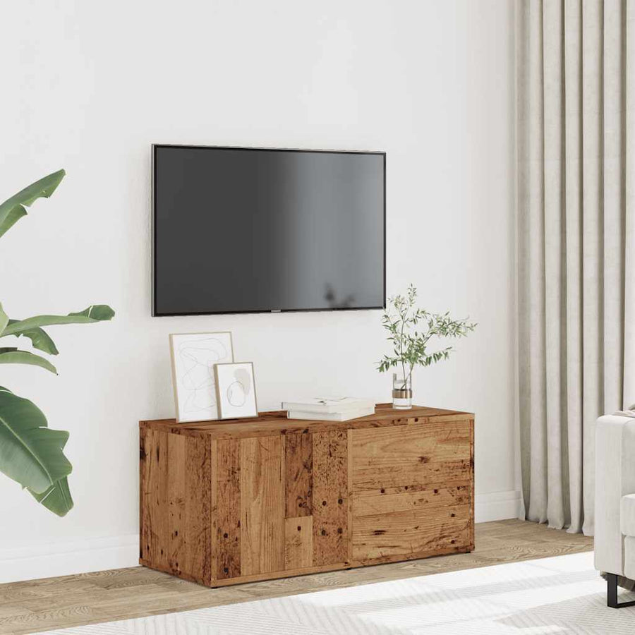 Tv-meubel 80x34x35,5 cm bewerkt hout oud houtkleurig