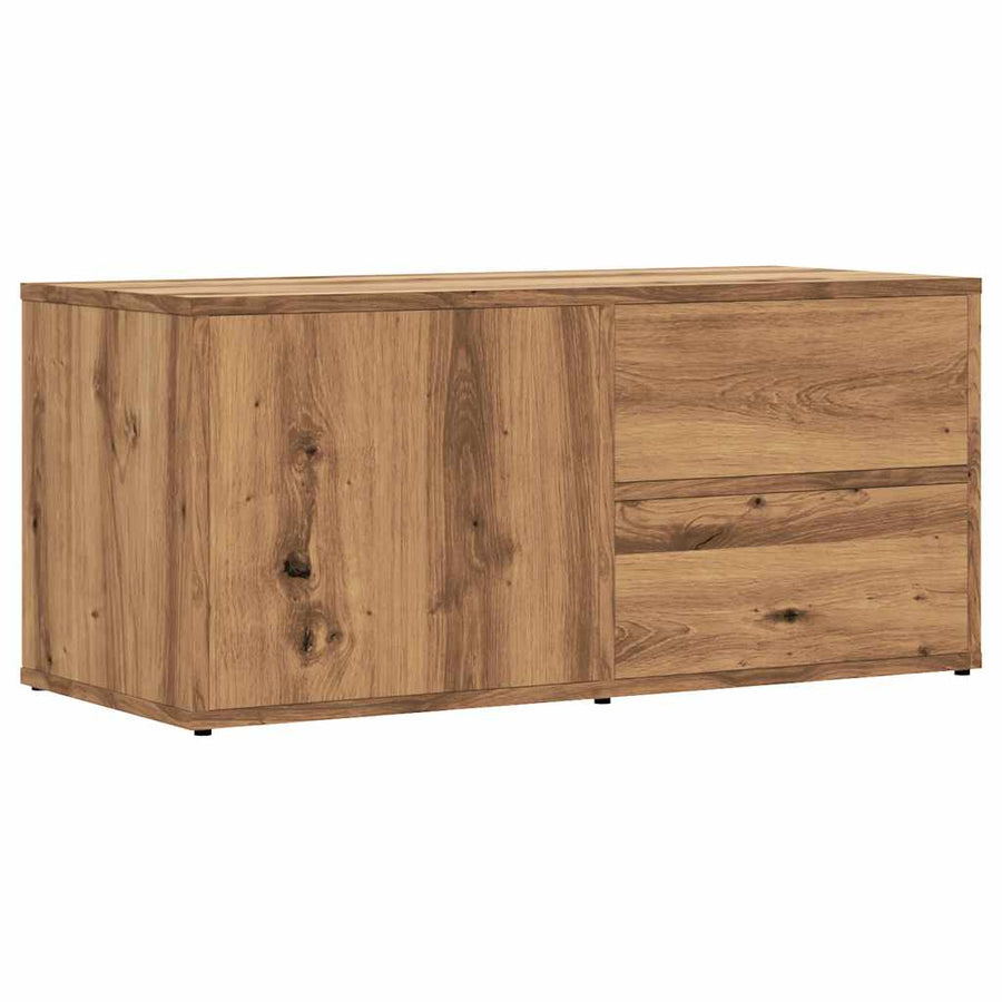 Tv-meubel 80x34x35,5 cm bewerkt hout artisanaal eikenkleur