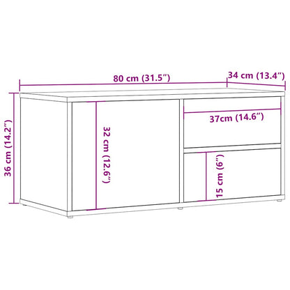 Tv-meubel 80x34x35,5 cm bewerkt hout artisanaal eikenkleur