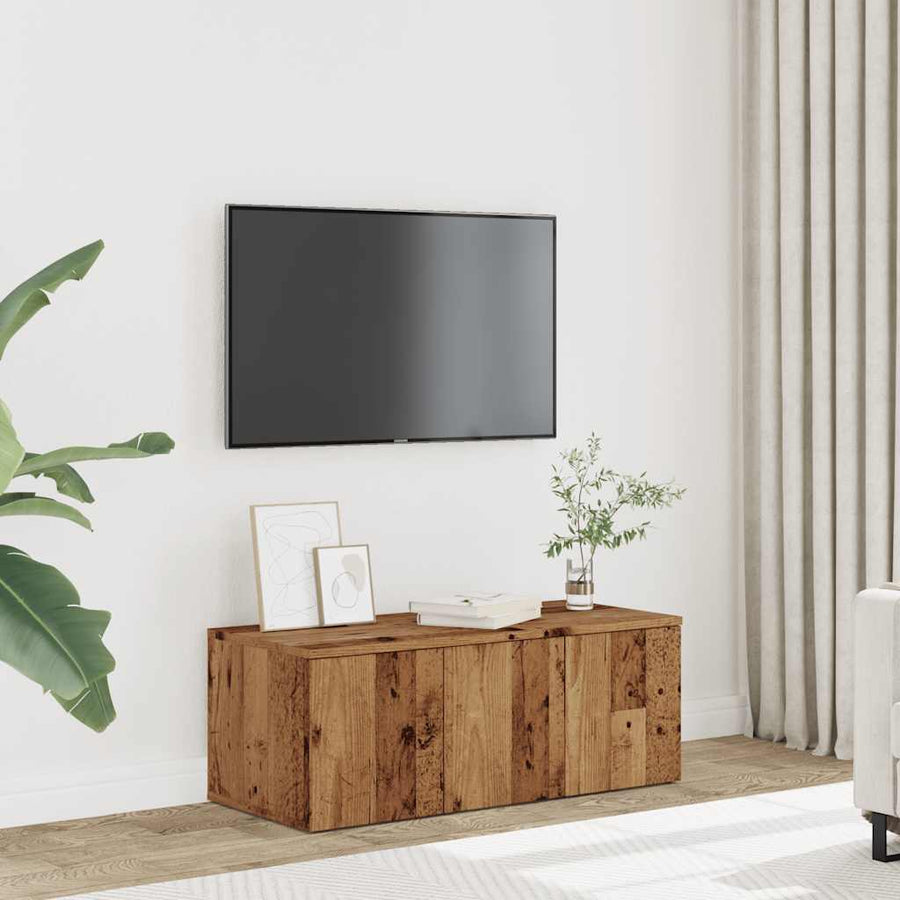 Tv-meubel 80x34x30 cm bewerkt hout oud houtkleurig