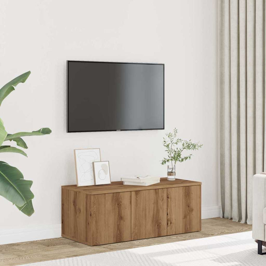 Tv-meubel 80x34x30 cm bewerkt hout artisanaal eikenkleur