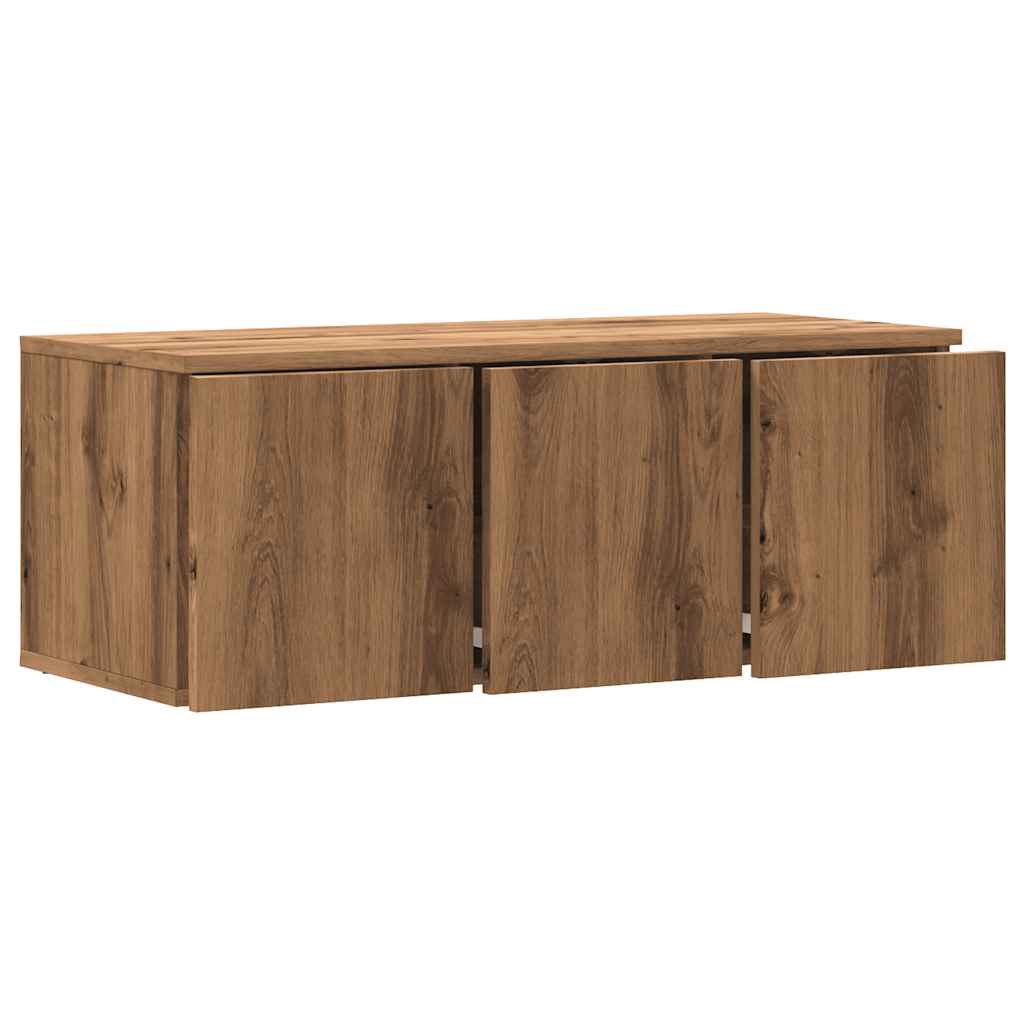 Tv-meubel 80x34x30 cm bewerkt hout artisanaal eikenkleur