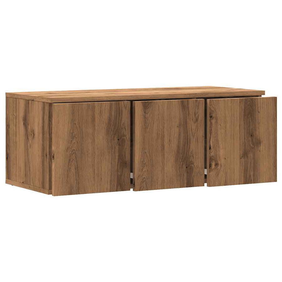 Tv-meubel 80x34x30 cm bewerkt hout artisanaal eikenkleur