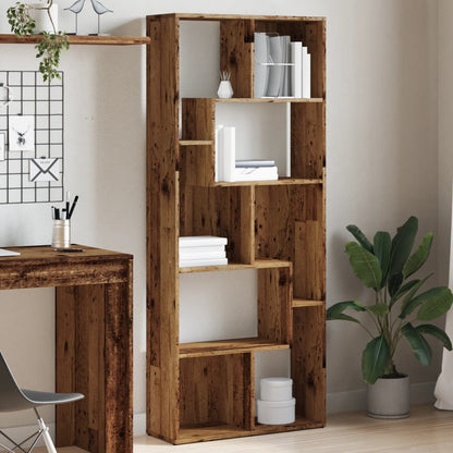 Boekenkast 67x24x161 cm bewerkt hout oud houtkleurig