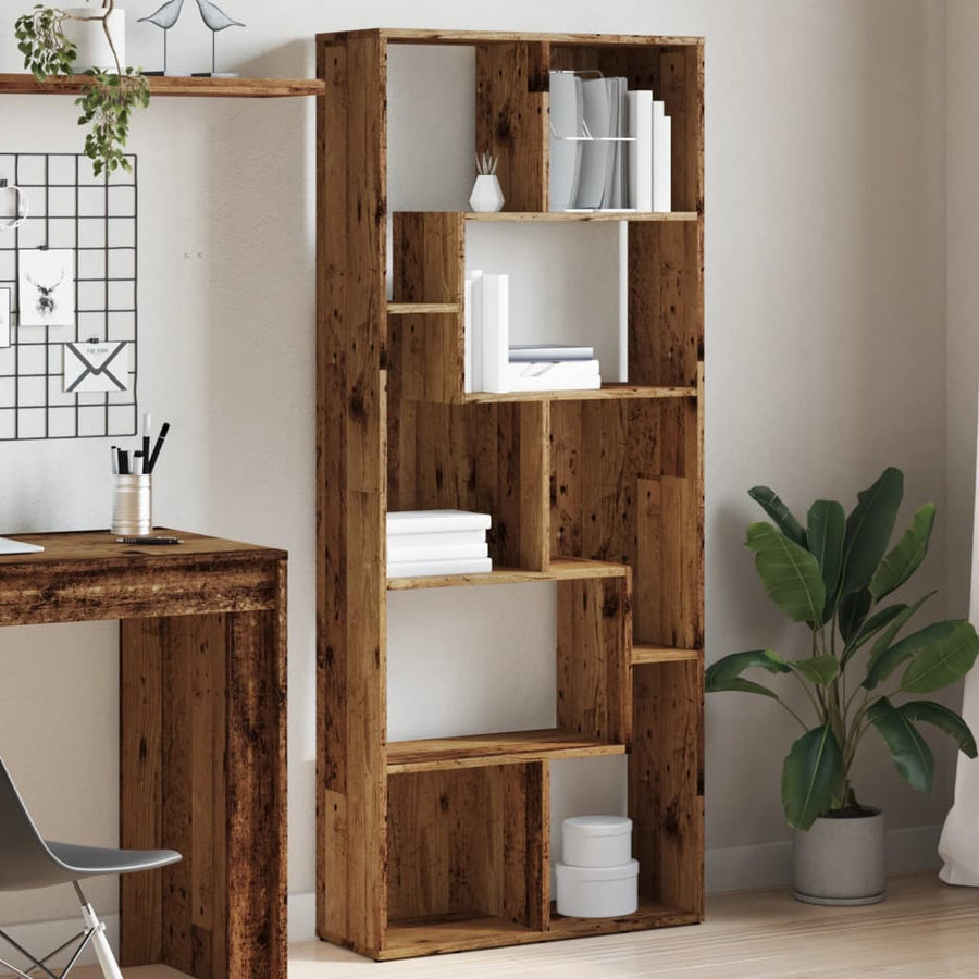 Boekenkast 67x24x161 cm bewerkt hout oud houtkleurig