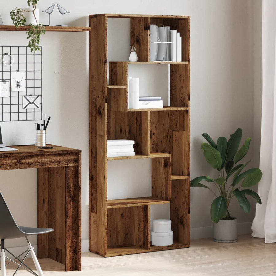 Boekenkast 67x24x161 cm bewerkt hout oud houtkleurig
