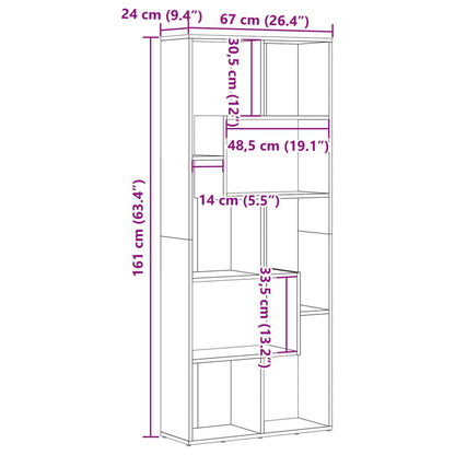 Boekenkast 67x24x161 cm bewerkt hout oud houtkleurig