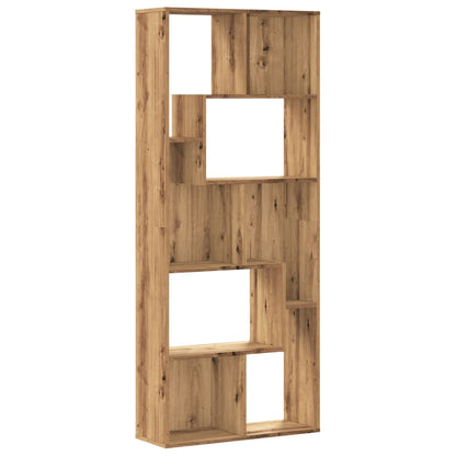 Boekenkast 67x24x161 cm bewerkt hout artisanaal eikenkleurig