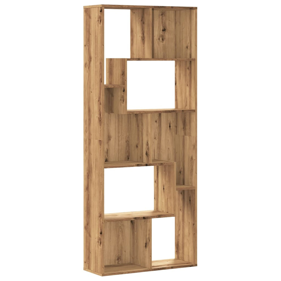 Boekenkast 67x24x161 cm bewerkt hout artisanaal eikenkleurig