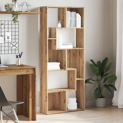 Boekenkast 67x24x161 cm bewerkt hout artisanaal eikenkleurig