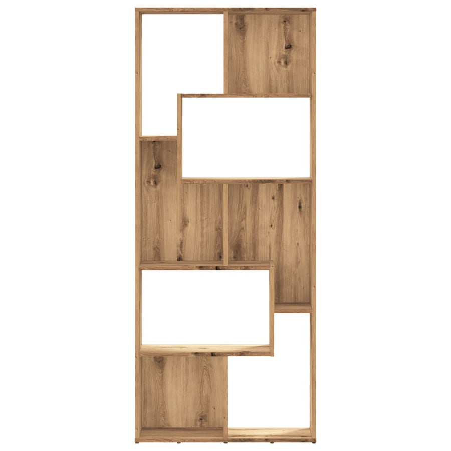 Boekenkast 67x24x161 cm bewerkt hout artisanaal eikenkleurig