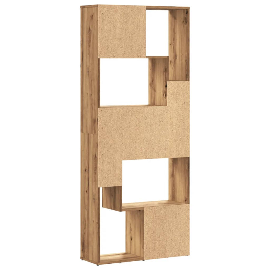 Boekenkast 67x24x161 cm bewerkt hout artisanaal eikenkleurig